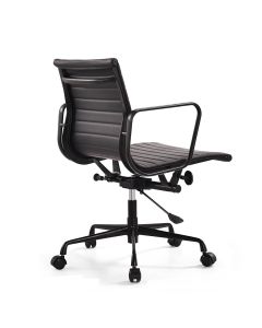 Eames replica EA117 | bureaustoel Leren zwarte lijst zwart