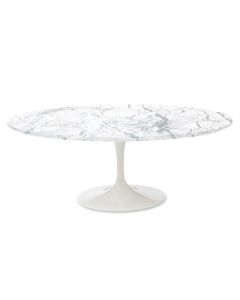 Eero Saarinen replica Tulip Table | eettafel Oval Bovenblad Marmer wit Onderstel wit