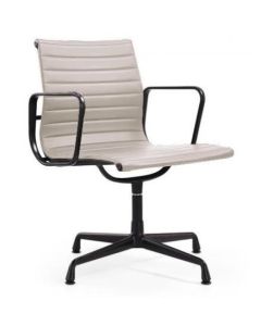Eames EA108 meeting chair leather grey frame black