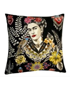Emmanuel création Frida Khalo-noir | kussensloop veelkleurig