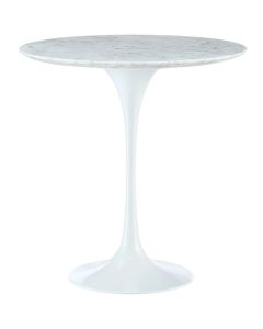 Eero Saarinen replica Tulip Table | bijzettafel 50cm Bovenblad Marmer wit Onderstel wit