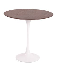 Eero Saarinen replica Tulip Side table | bijzettafel 50cm Bovenblad walnoot Onderstel wit