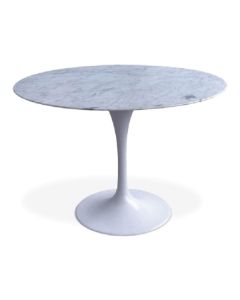 Eero Saarinen replica Tulip Table | eettafel 100cm Bovenblad Marmer wit Onderstel wit