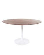 Eero Saarinen replica Tulip Table | eettafel 120cm Bovenblad walnoot Onderstel wit