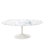 Eero Saarinen replica Tulip Table | eettafel Oval Bovenblad Marmer wit Onderstel wit