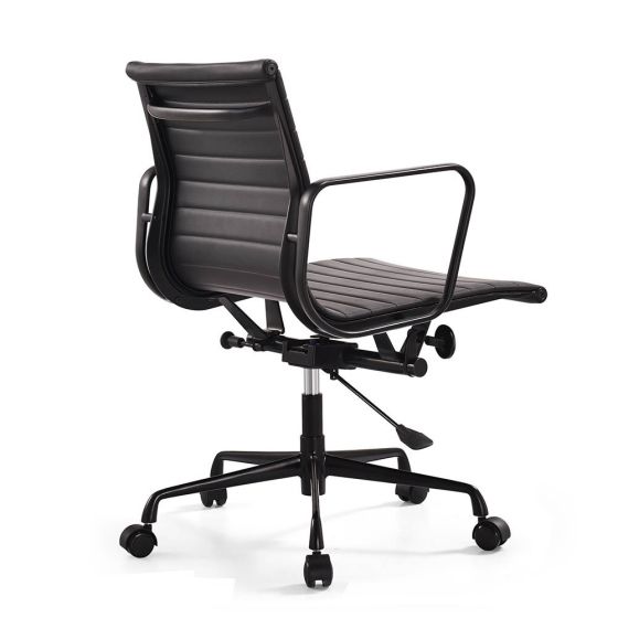 Eames replica bureaustoel EA117 Zwart leder met zwart frame