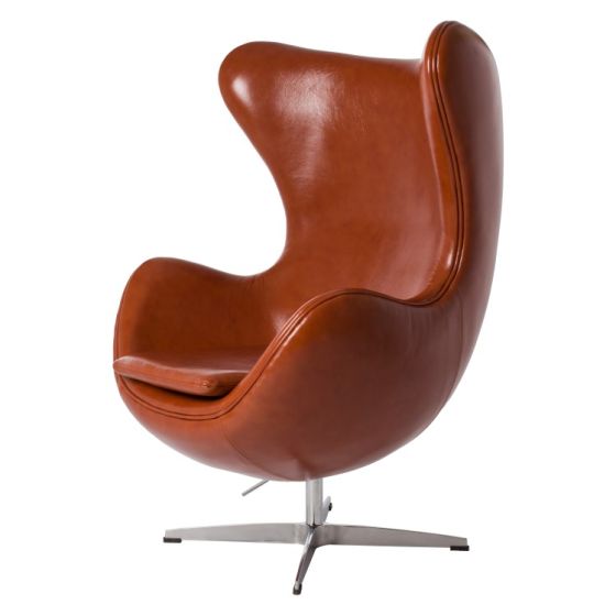 furnfurn lounge stoel Leder | Arne Jacobsen replica Egg stoel