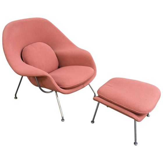 furnfurn chaise longue avec hocker | Eero Saarinen réplique Womb
