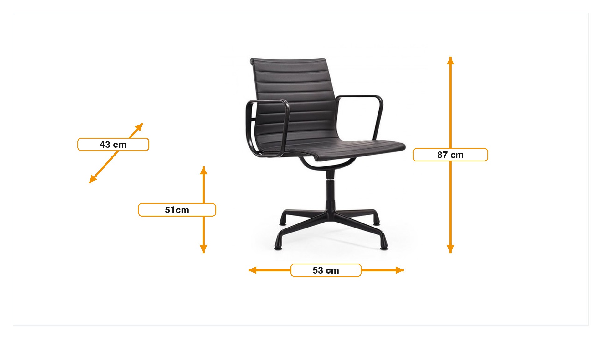 Product dimensions for Konferens stol EA108 Svart läderram svart | FurnFurn
