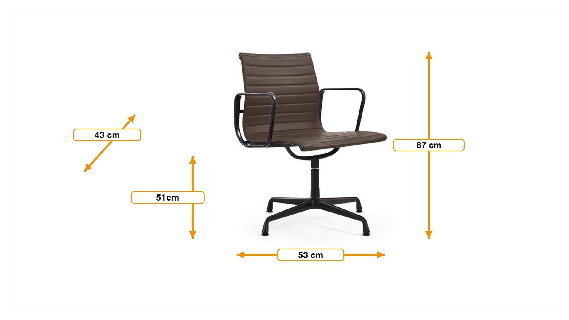 Product dimensions for BS-EA108-L-BRN-BLK-FRAME | FurnFurn
