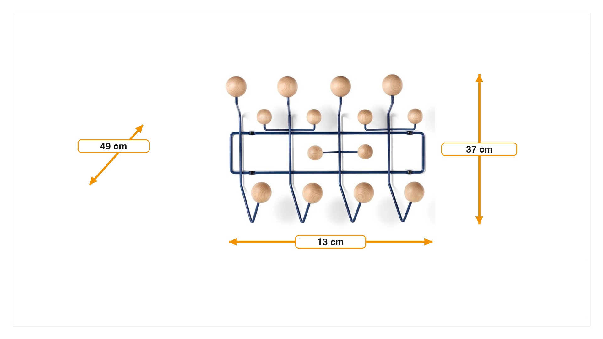 Product dimensions for Frakke Hæng det hele Naturlig med sort frame | FurnFurn