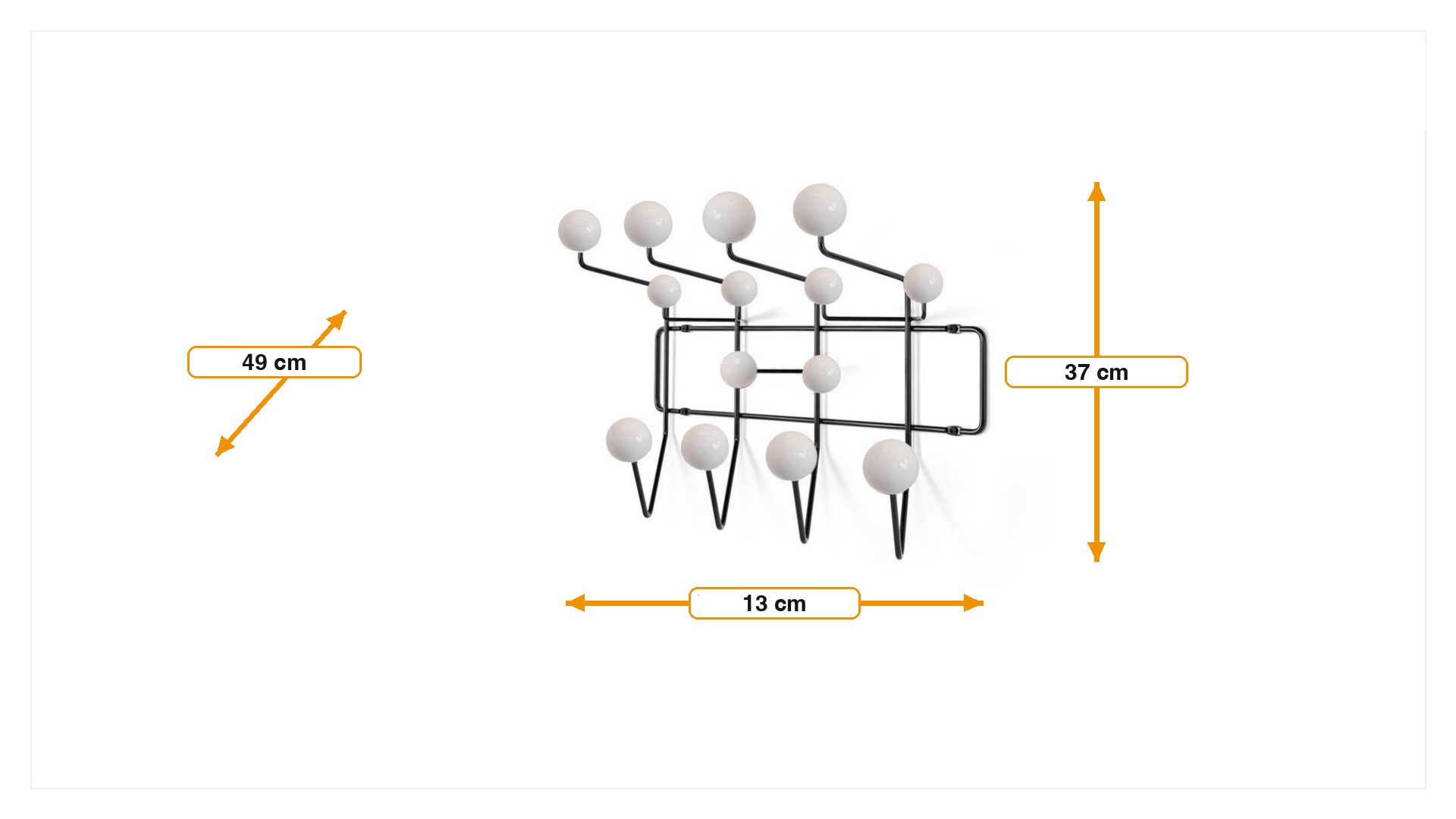 Product dimensions for Kleiderablage Hang it all Weiß mit schwarzem Rahmen | FurnFurn