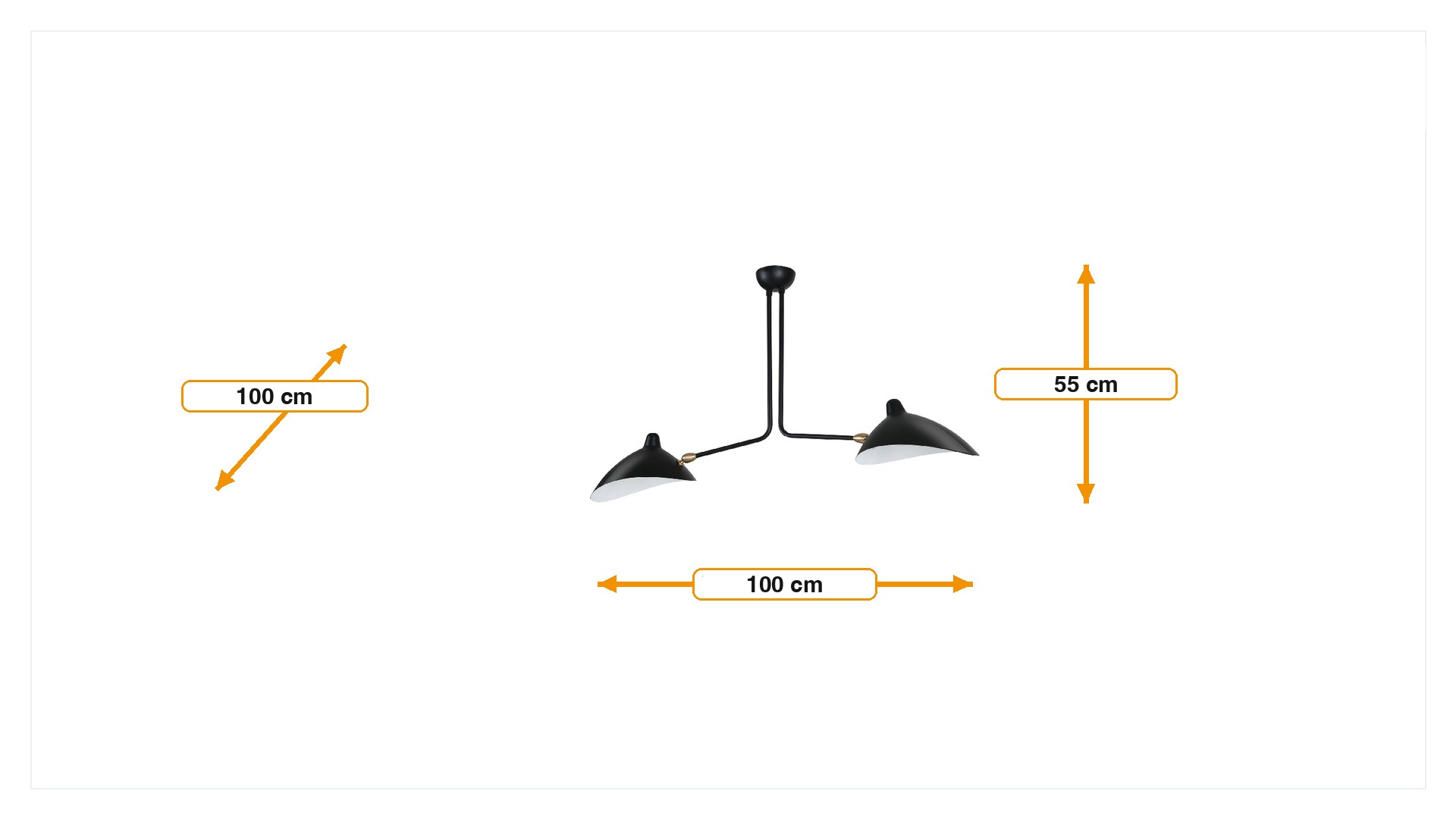 Product dimensions for Pendelleuchte Contemporary 2-arm schwarz | FurnFurn