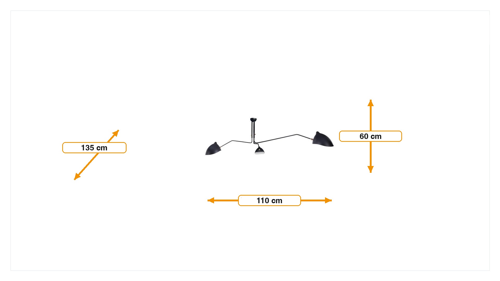 Product dimensions for Pingente Contemporary 3-pobre preto | FurnFurn