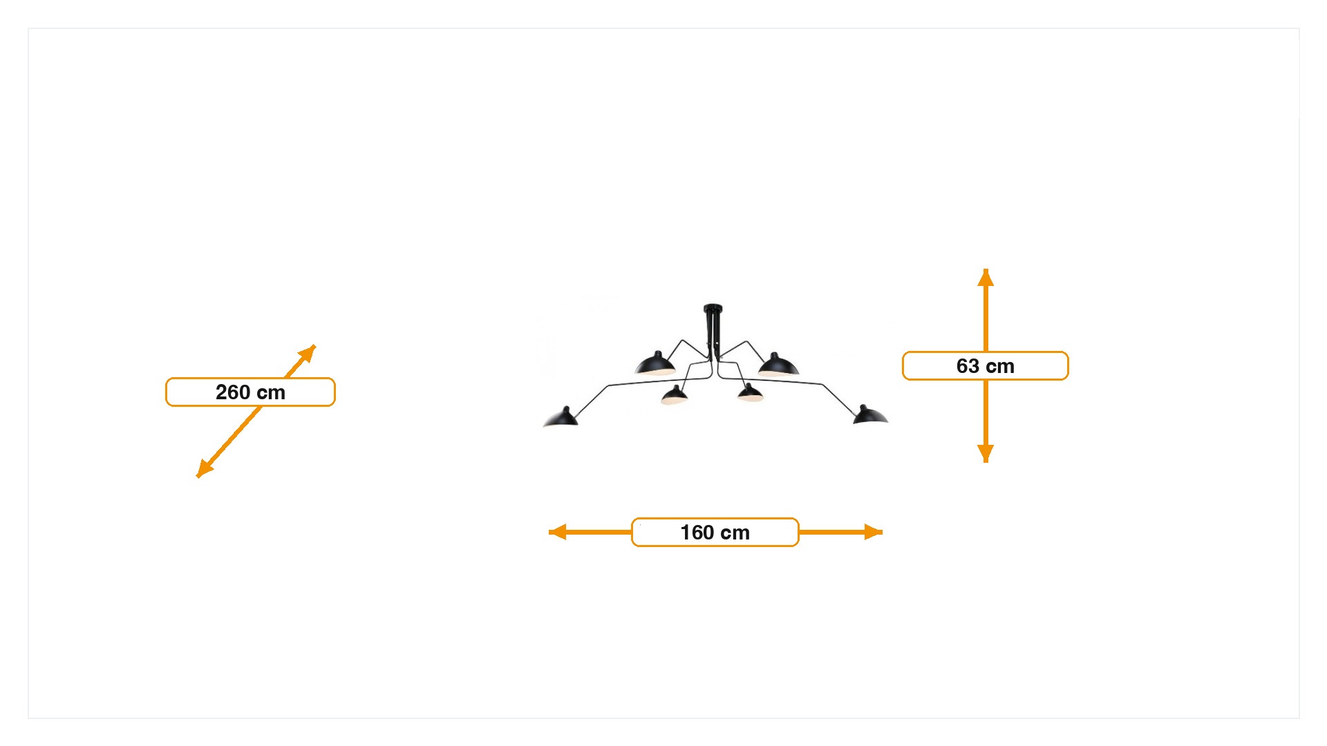 Product dimensions for Luce pendente Contemporary 6-braccio Nero | FurnFurn