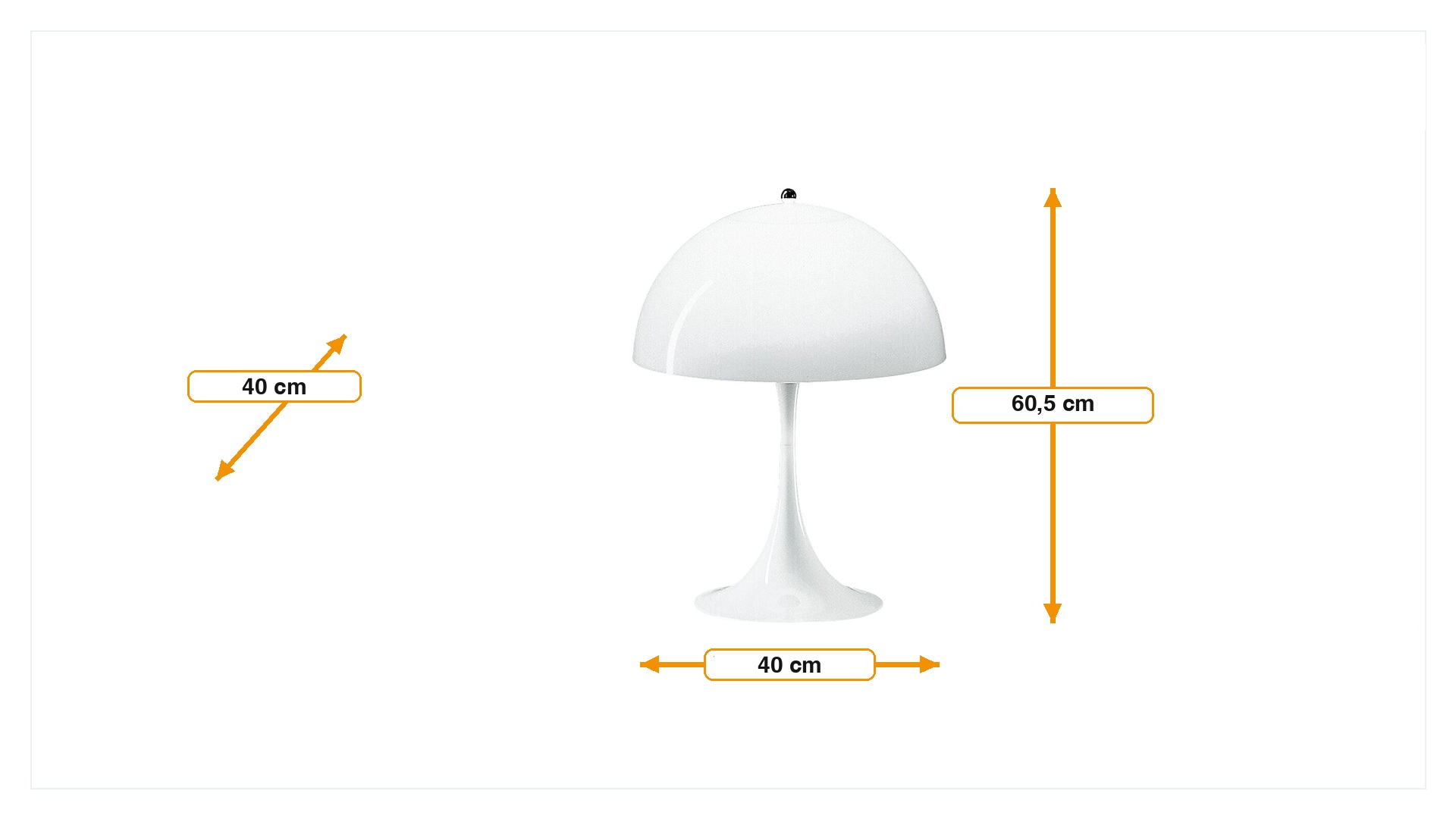 Product dimensions for Luz de mesa Panton Hella blanco | FurnFurn
