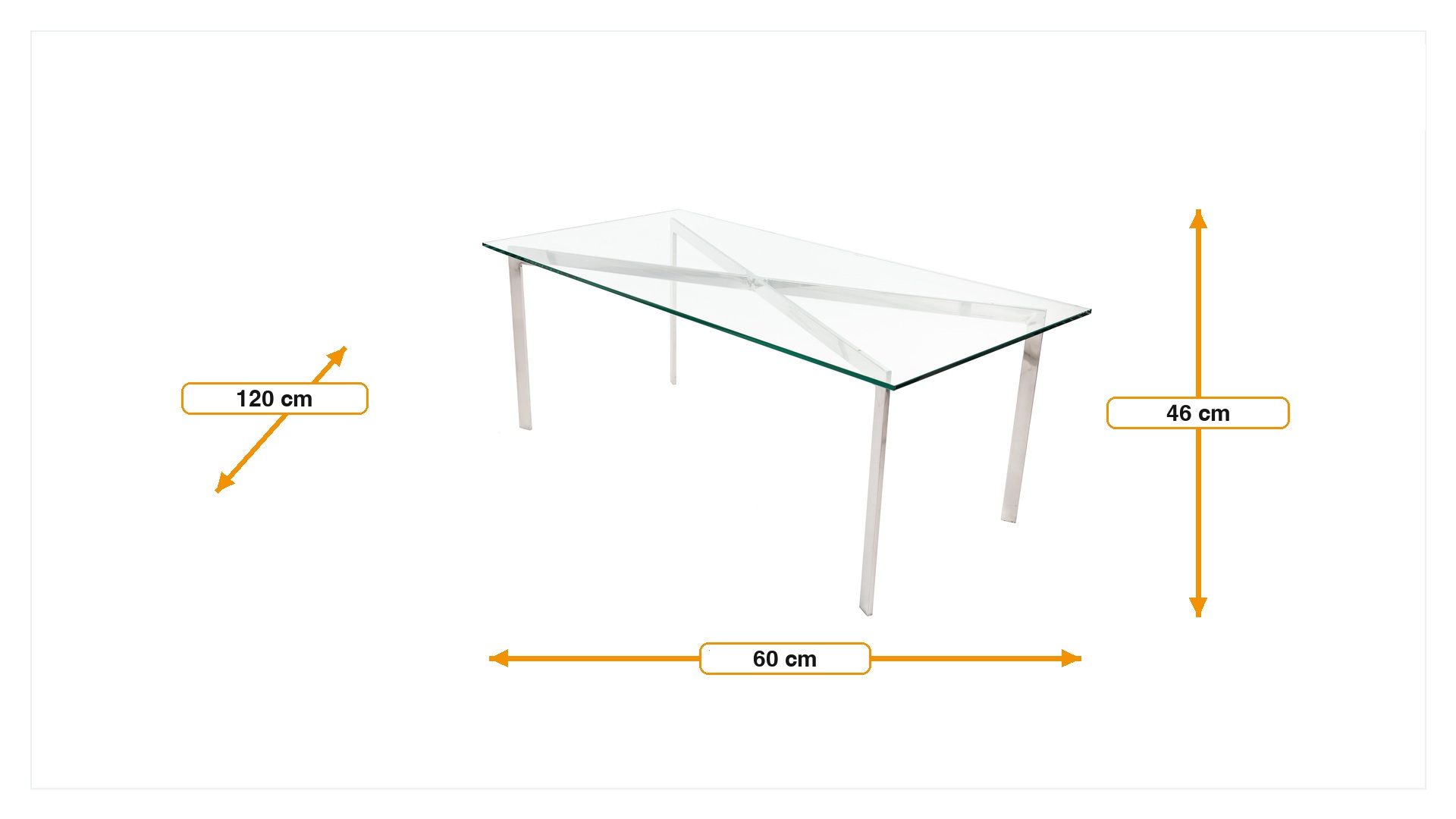 Product dimensions for Table basse Barcelona Pavillion 120cm transparent | FurnFurn