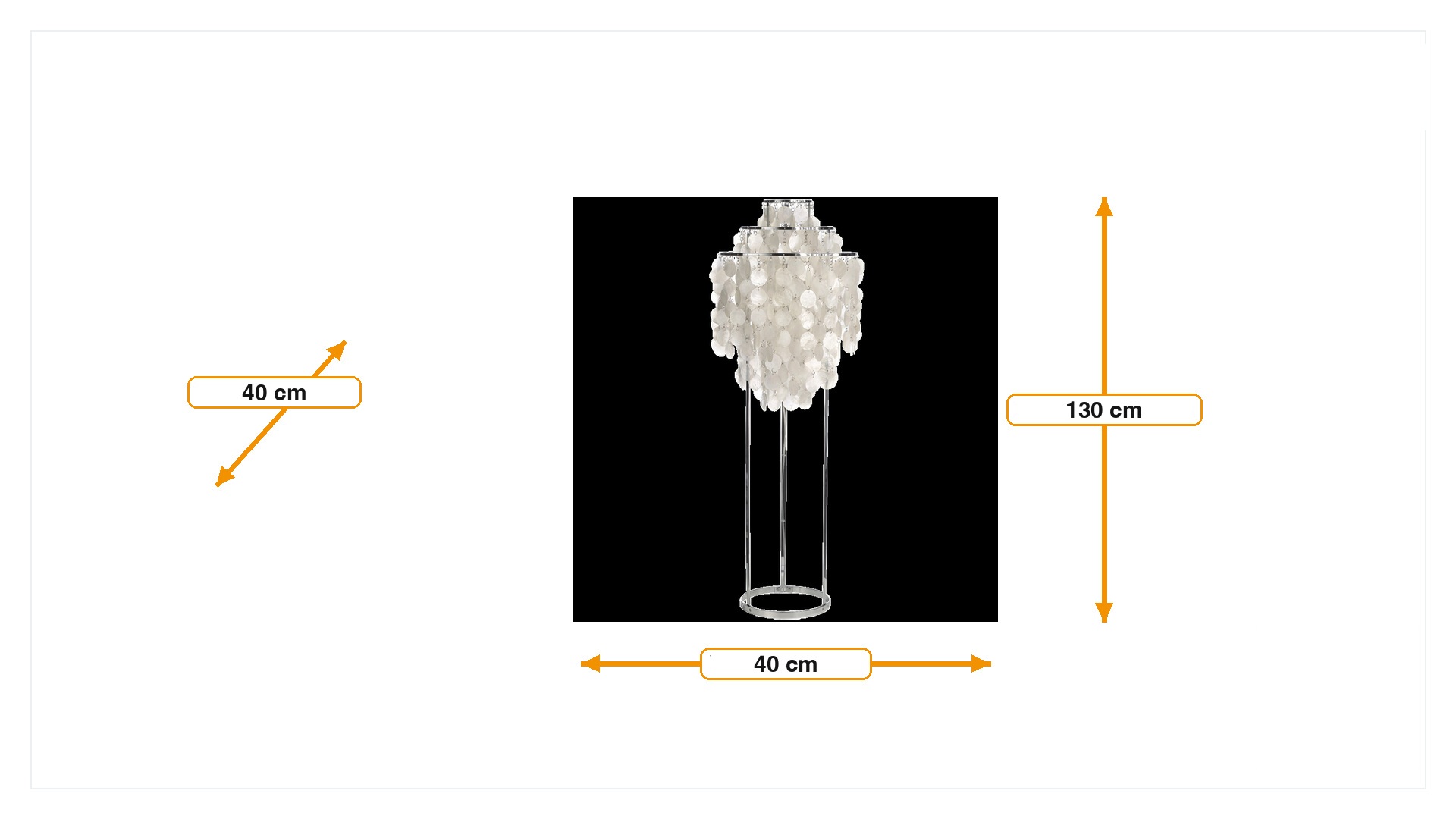 Product dimensions for Luminária de chão Shell style lamp pérola | FurnFurn