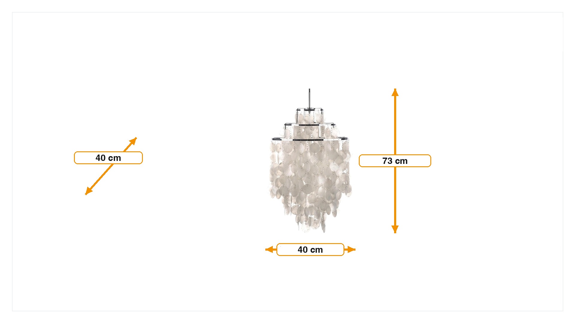 Product dimensions for Hängande ljus Shell style lamp pärla | FurnFurn