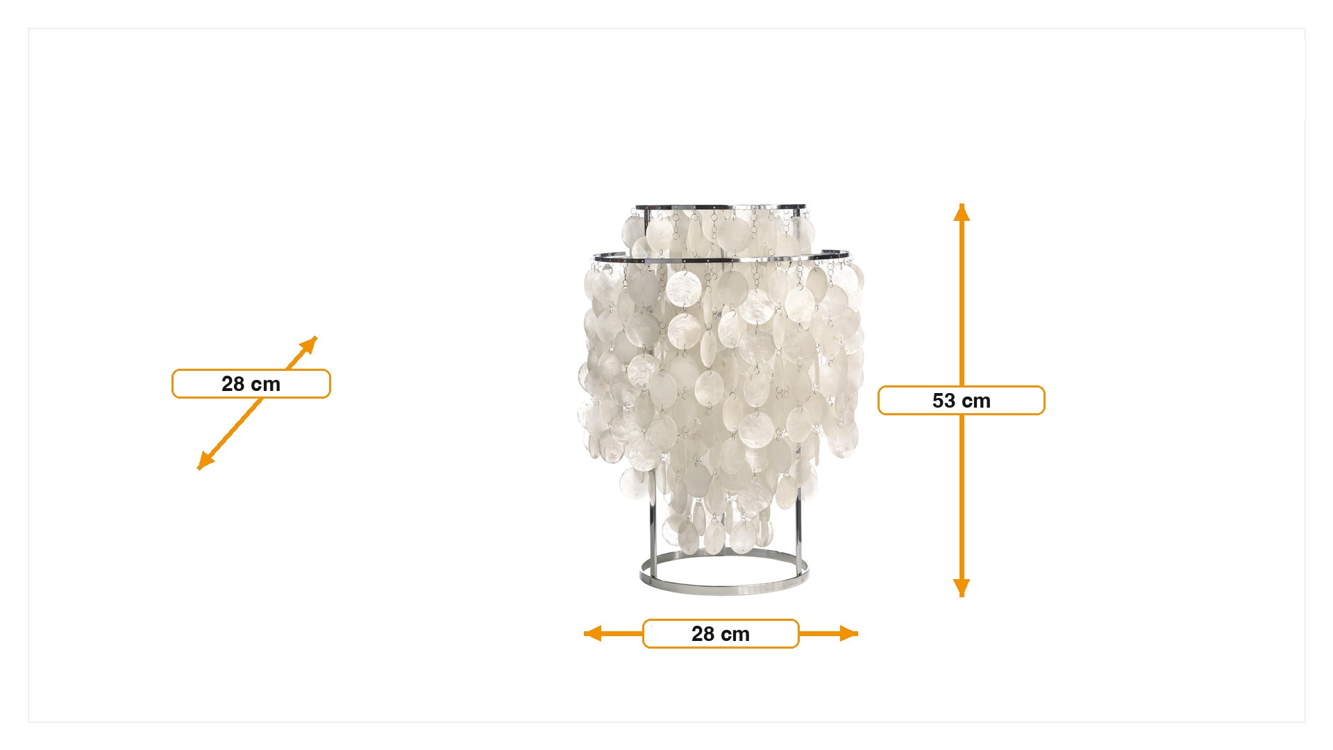 Product dimensions for Bordlampe Shell style lamp perle | FurnFurn