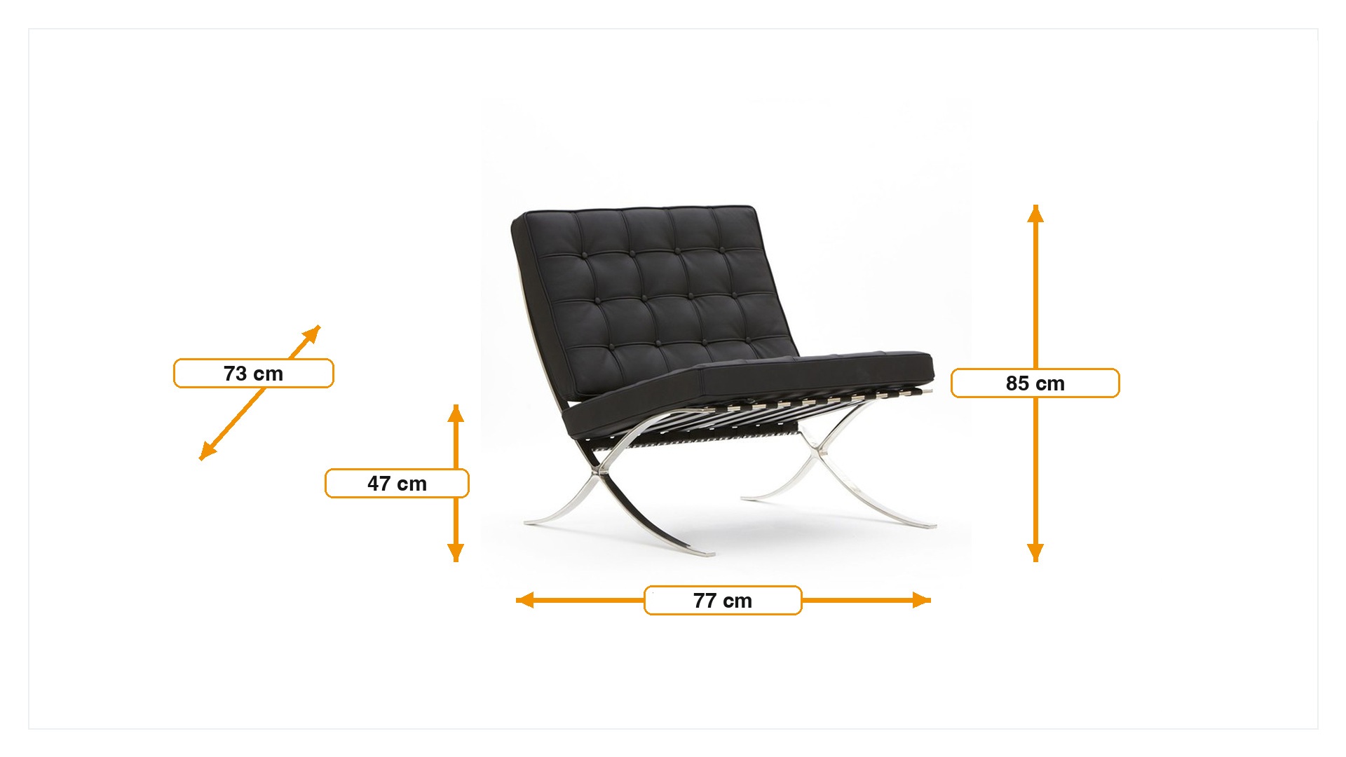 Product dimensions for Espreguiçadeira Barcelona Pavillion | FurnFurn