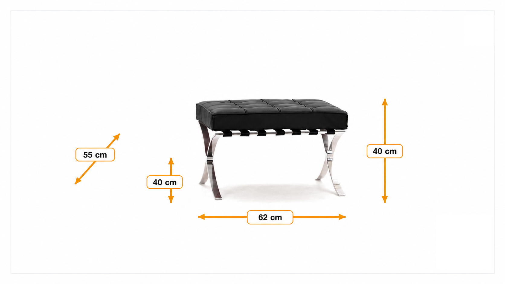 Product dimensions for Otomana Barcelona Pavillion | FurnFurn