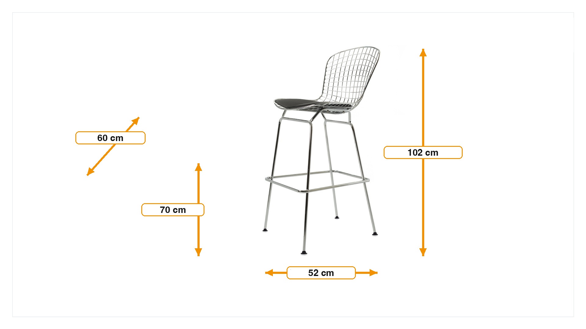 Product dimensions for Barstol Bertoia Barstool | FurnFurn