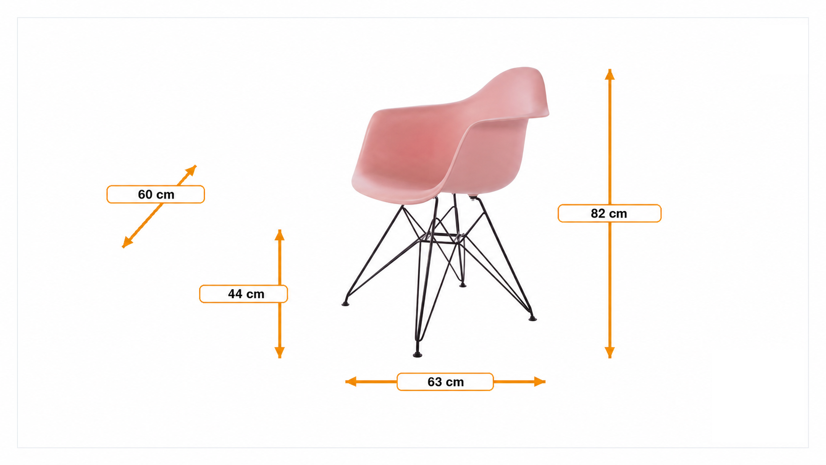 Product dimensions for Eetkamerstoel DA-rod Zwart frame | FurnFurn