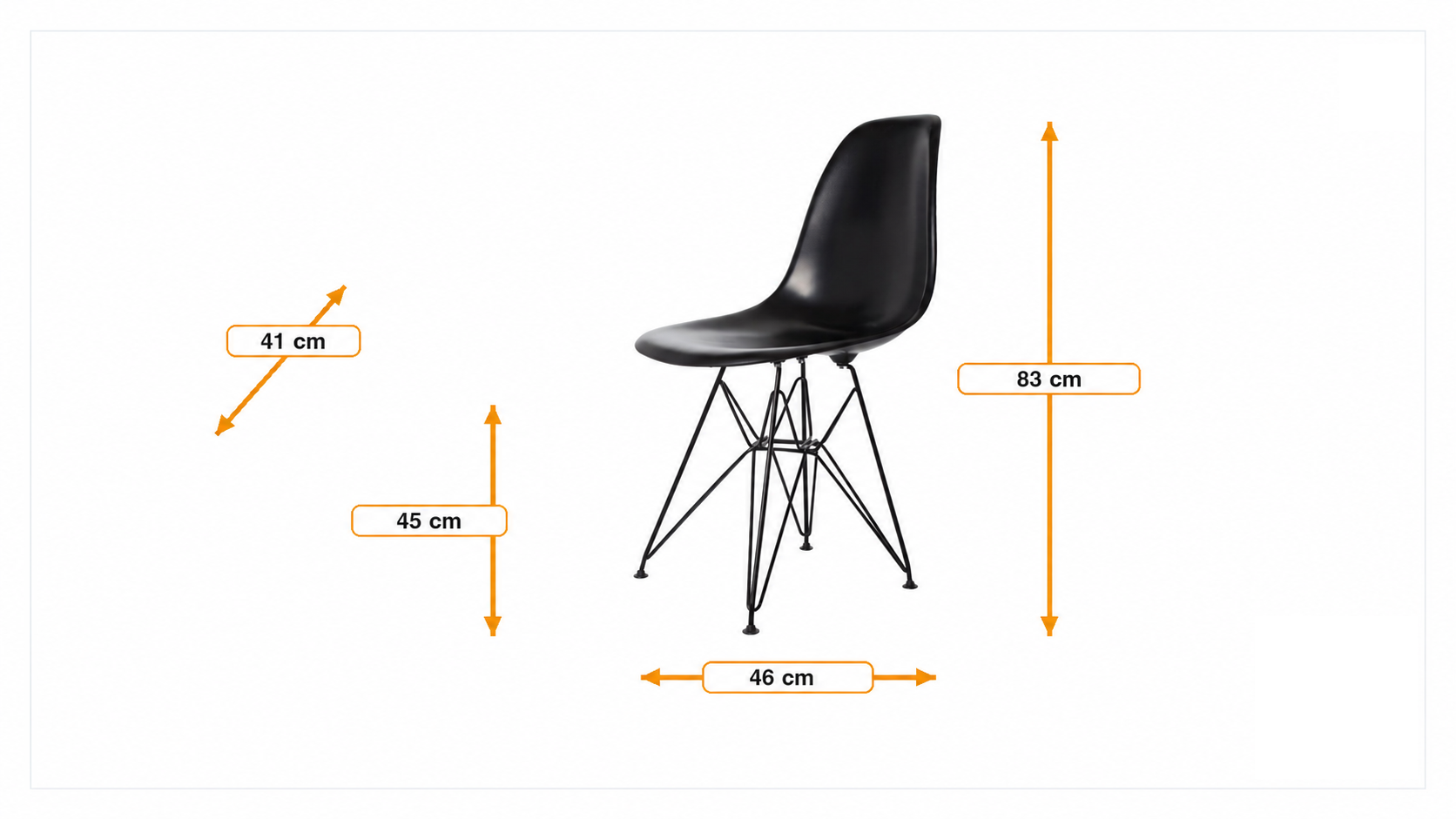 Product dimensions for Matsal stol DS-rod Svart bas | FurnFurn
