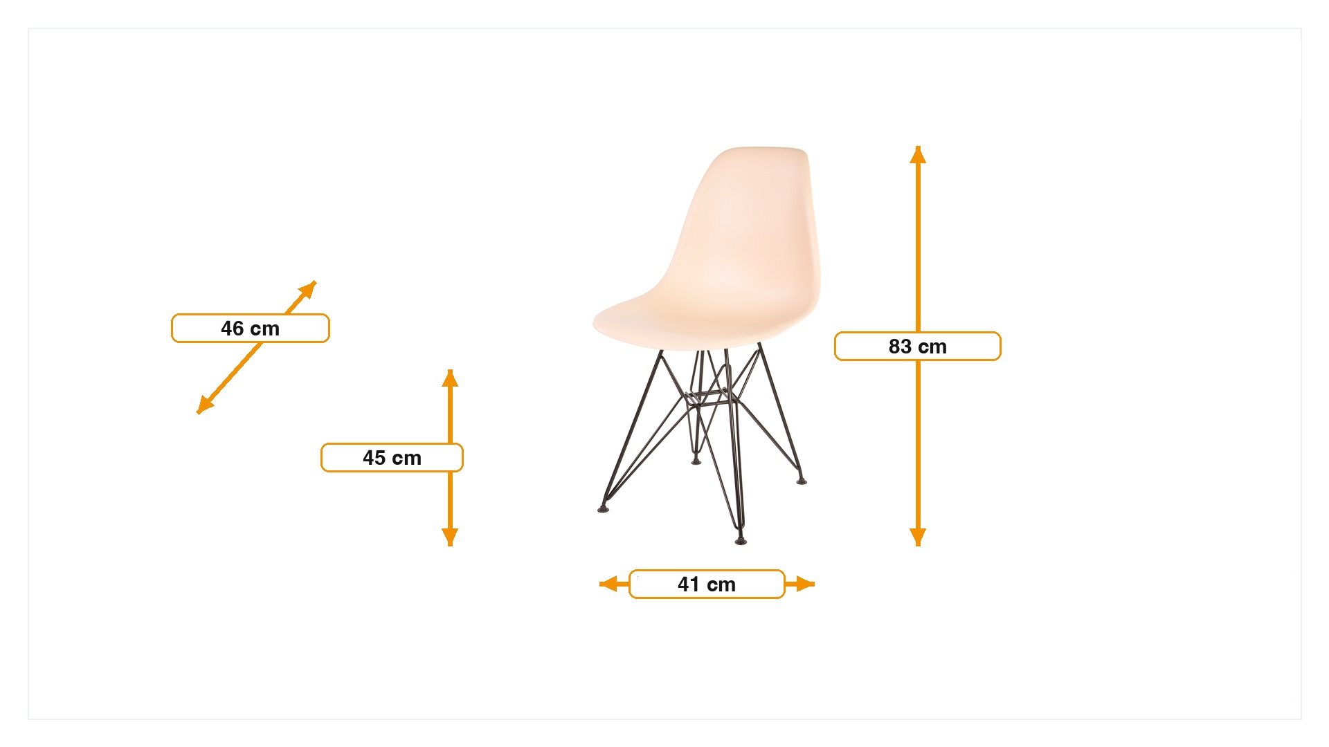 Product dimensions for Chaise de salle à manger DS-rod Base noire mate | FurnFurn