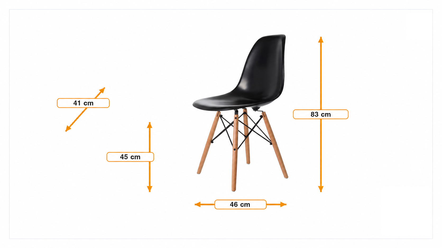 Product dimensions for Dining chair DS-wood glossy | FurnFurn