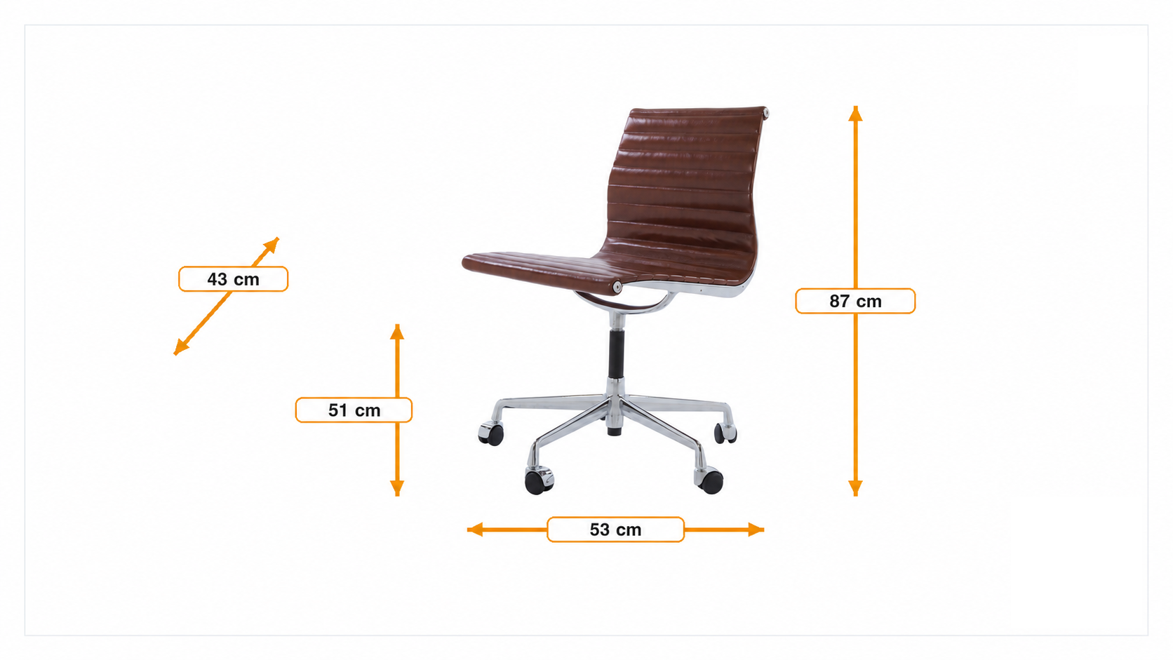 Product dimensions for Conference Chair EA105 Leather on wheels without armrest | FurnFurn