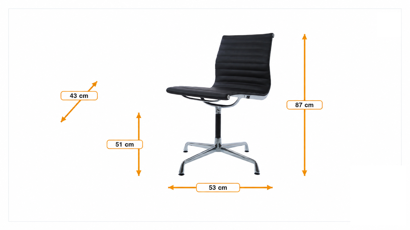 Product dimensions for Conference chair EA105 Leather on glides no arms | FurnFurn