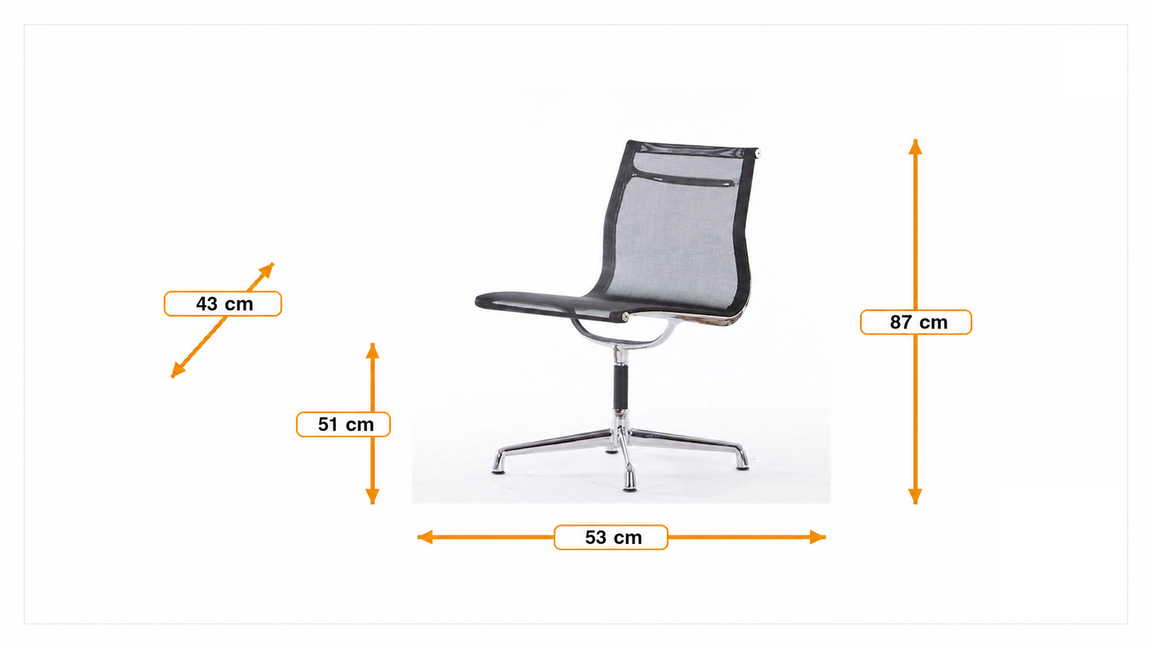 Product dimensions for Konferenz Chef Sessel EA105 mesh auf gleitern ohne armlehne | FurnFurn