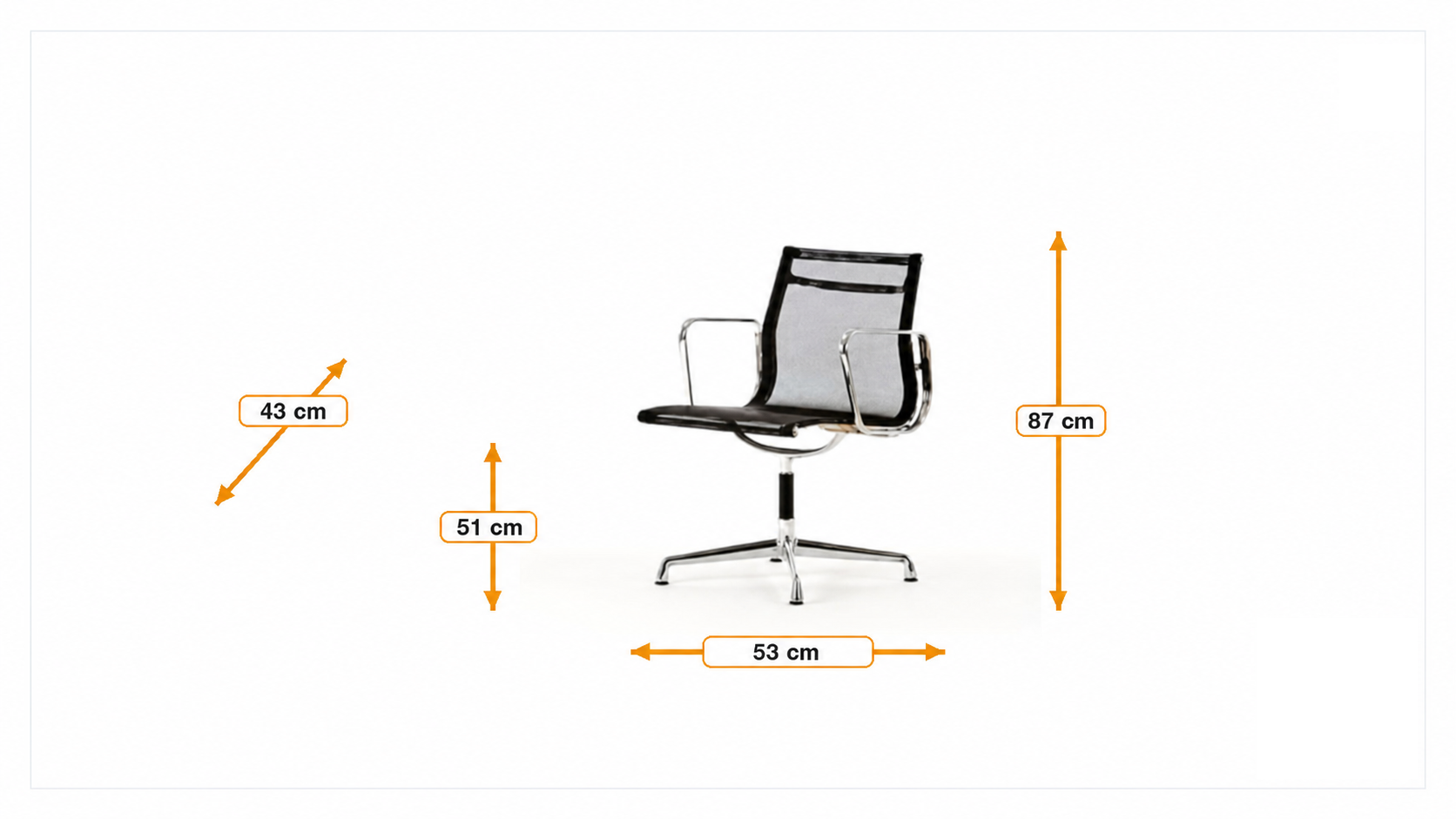 Product dimensions for Cadeira de conferência EA108 mesh netweave | FurnFurn