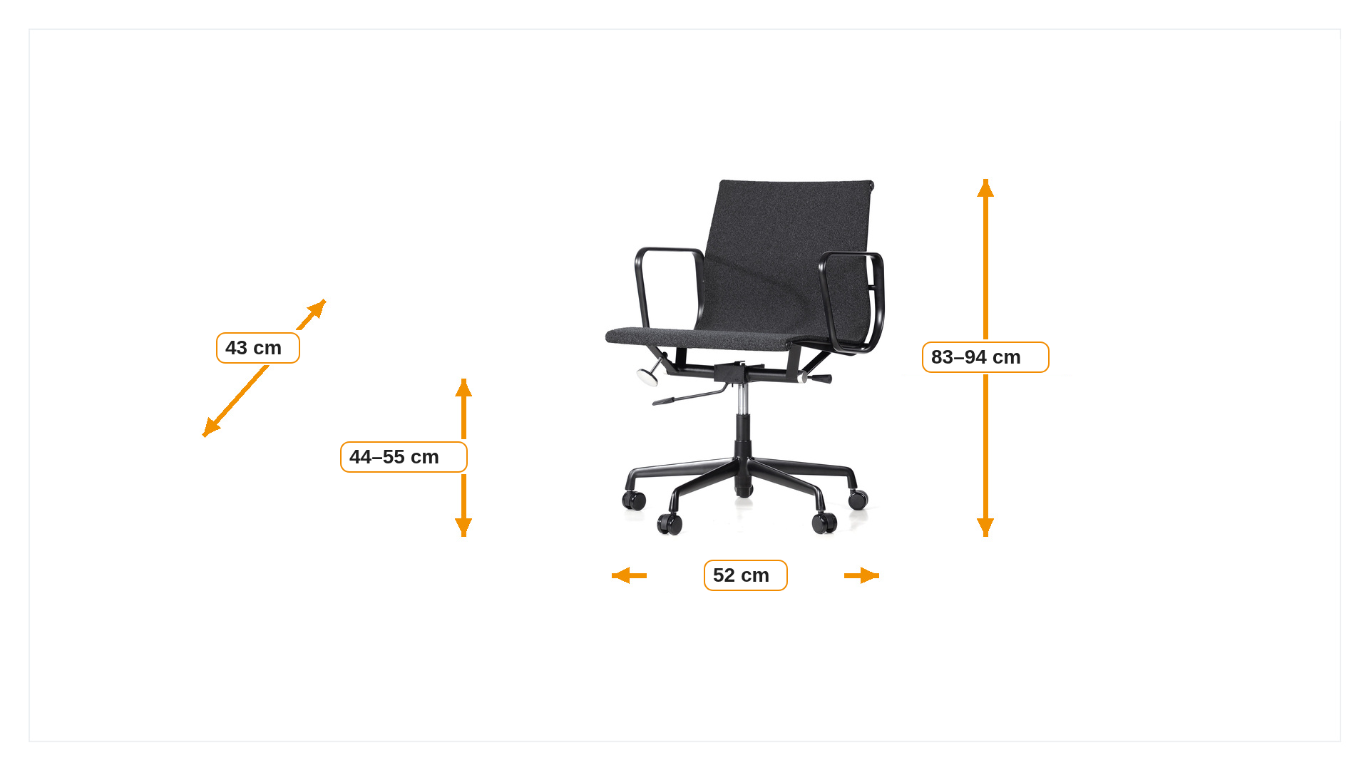 Product dimensions for Krzesło biurowe EA117 Fabric Mesh black base | FurnFurn