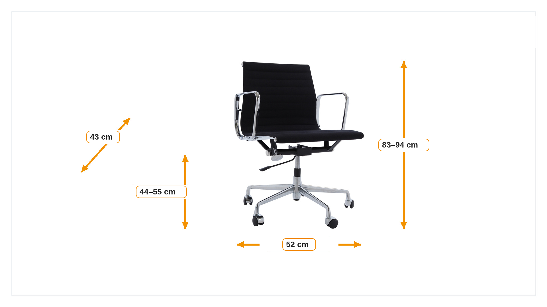 Product dimensions for Escritório EA117 Hopsack | FurnFurn