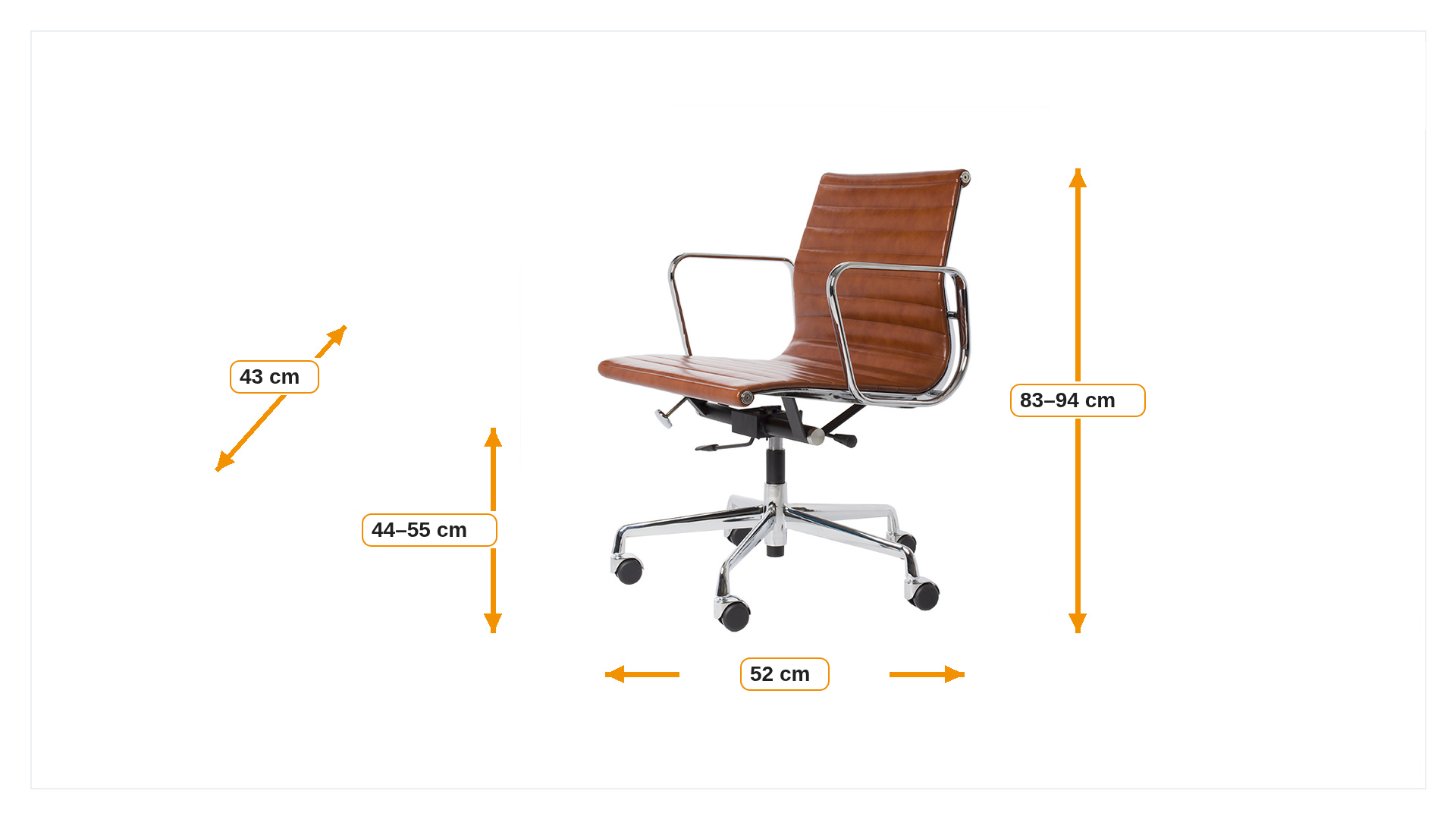 Product dimensions for Krzesło biurowe EA117 Skóra | FurnFurn