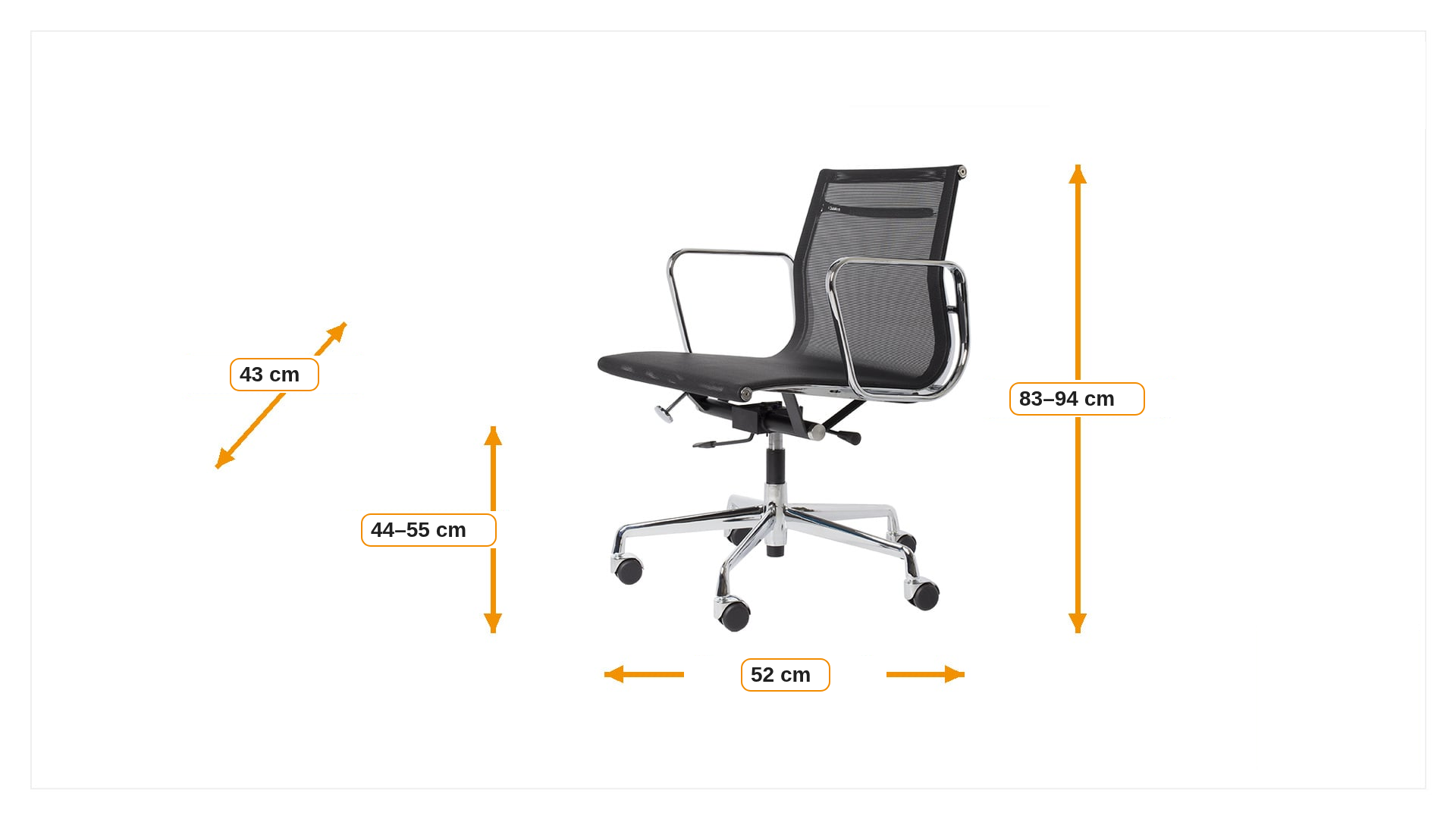 Product dimensions for Krzesło biurowe EA117 mesh netweave | FurnFurn