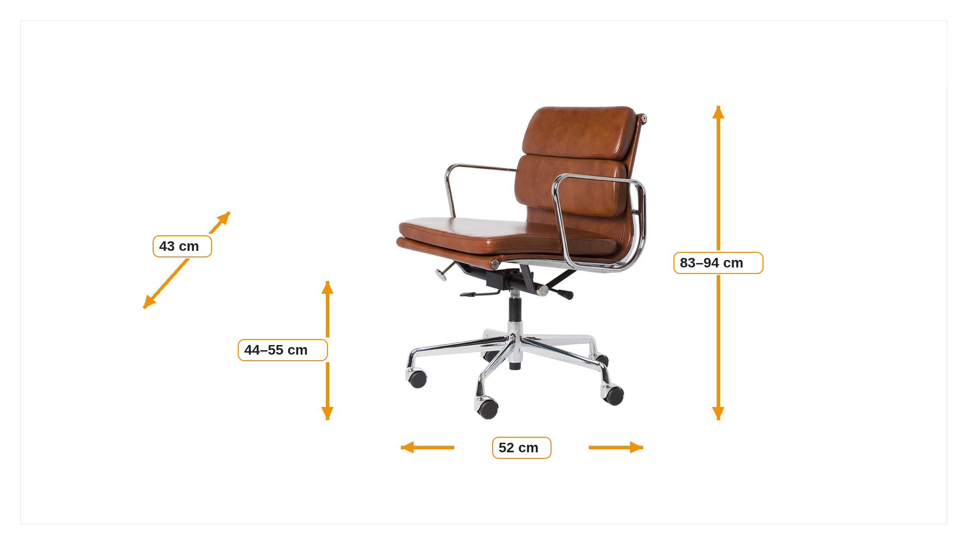 Product dimensions for Office chair EA217 Leather | FurnFurn