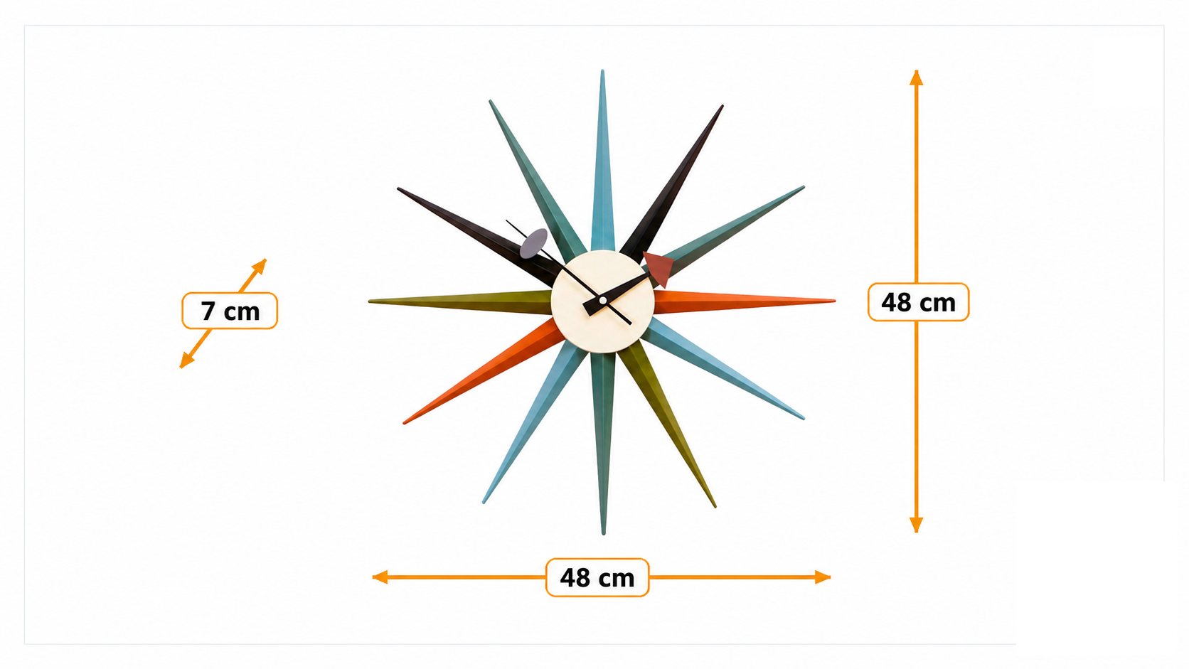 Product dimensions for Relógio de parede relógio Orion multicor | FurnFurn