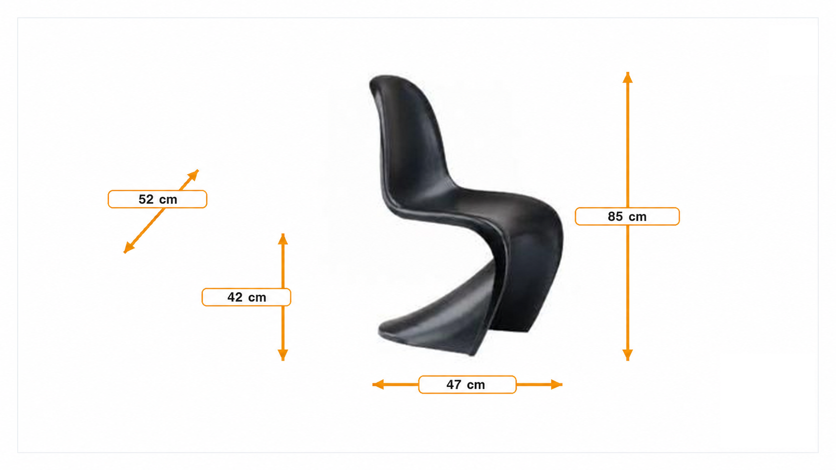 Product dimensions for Spisestue stol Panton stol blank | FurnFurn