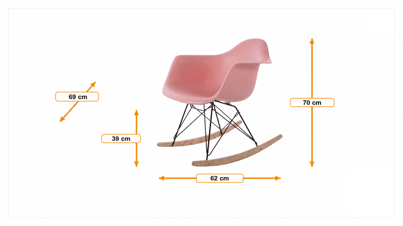 Product dimensions for Bujane RA-rod Czarna rama | FurnFurn