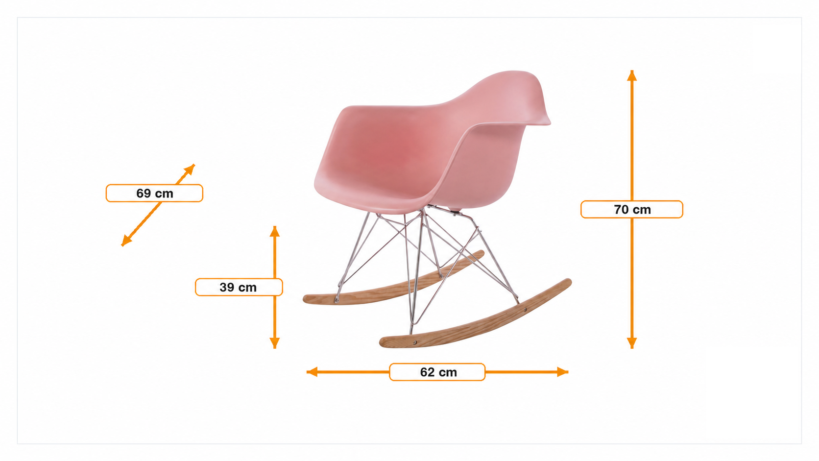 Product dimensions for Gungstol RA-rod Krom chassi | FurnFurn