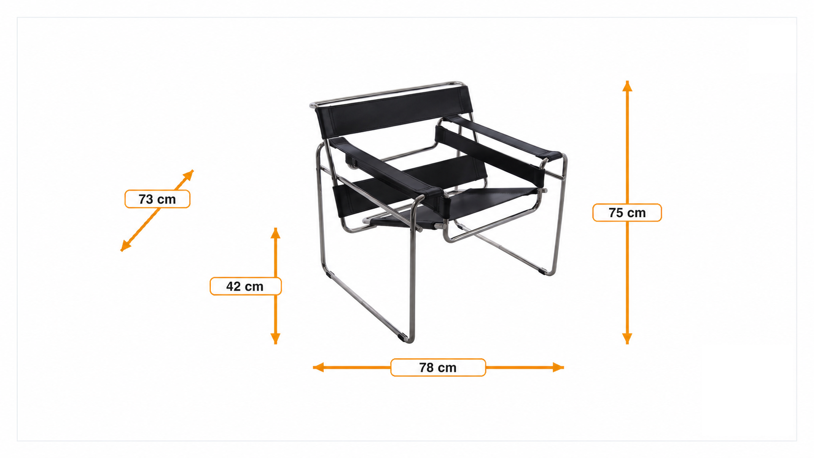Product dimensions for Lounge chair Wassily style | FurnFurn