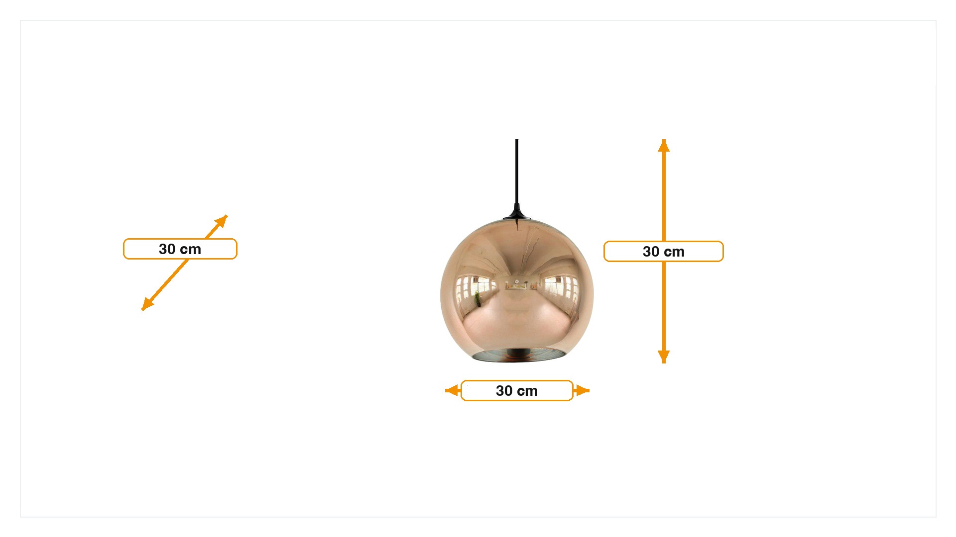 Product dimensions for Pendant light Globo di Luce copper | FurnFurn