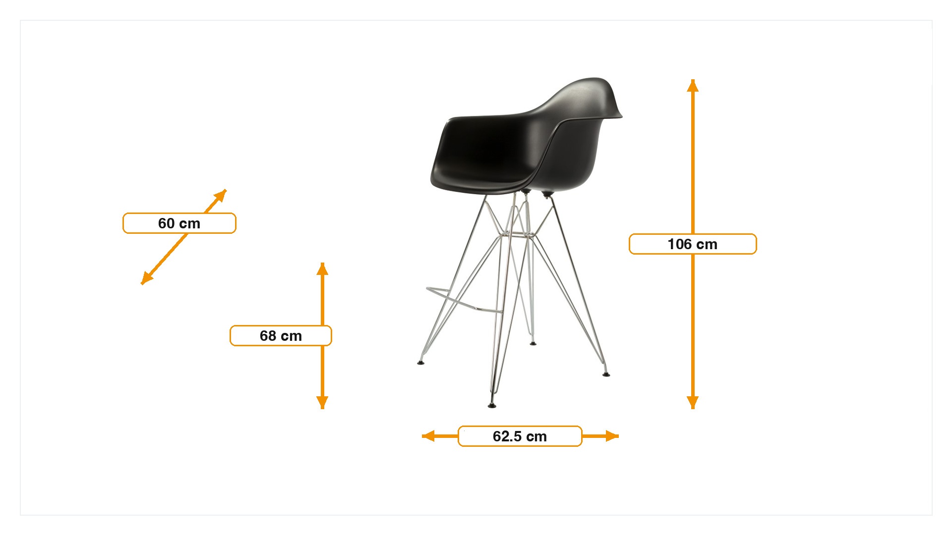 Product dimensions for Eames Replik barhocker DA-rod | FurnFurn