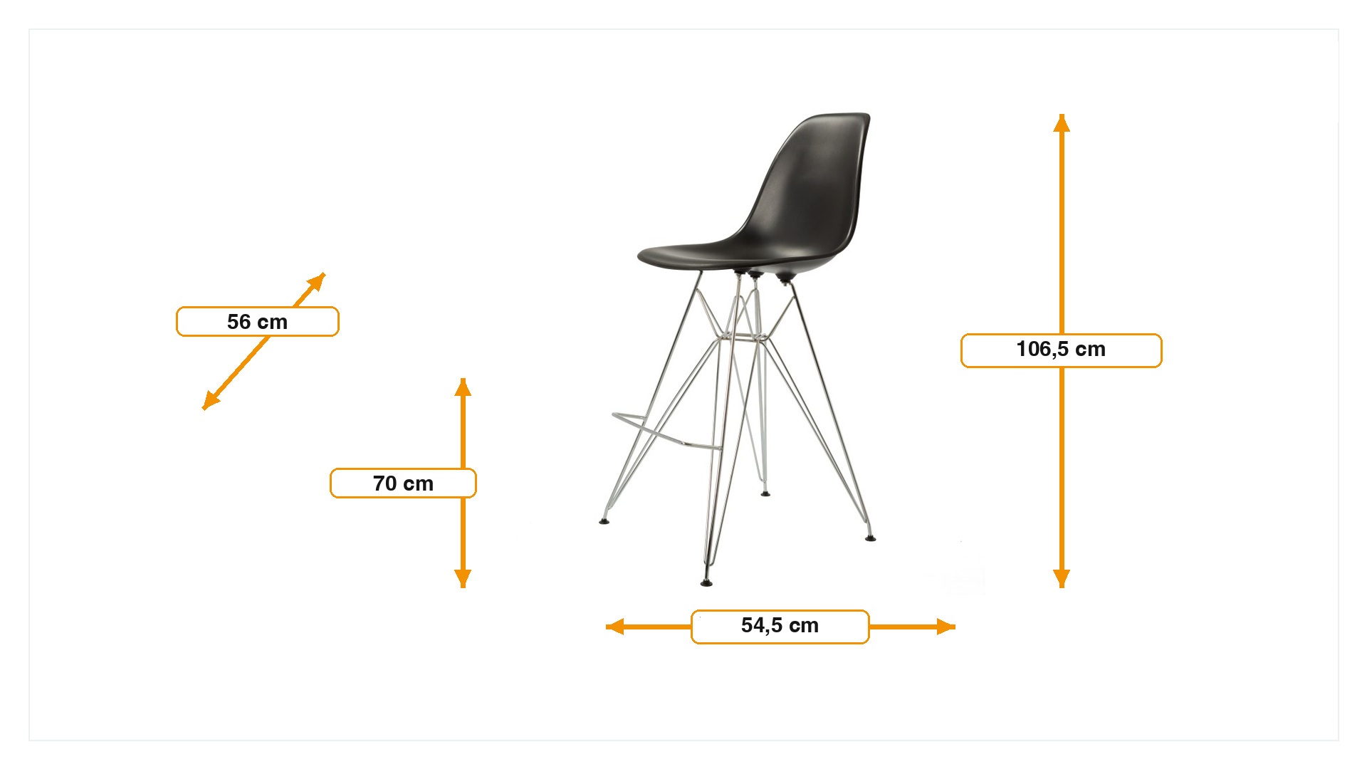 Product dimensions for Taburete de barra DS-rod mate | FurnFurn