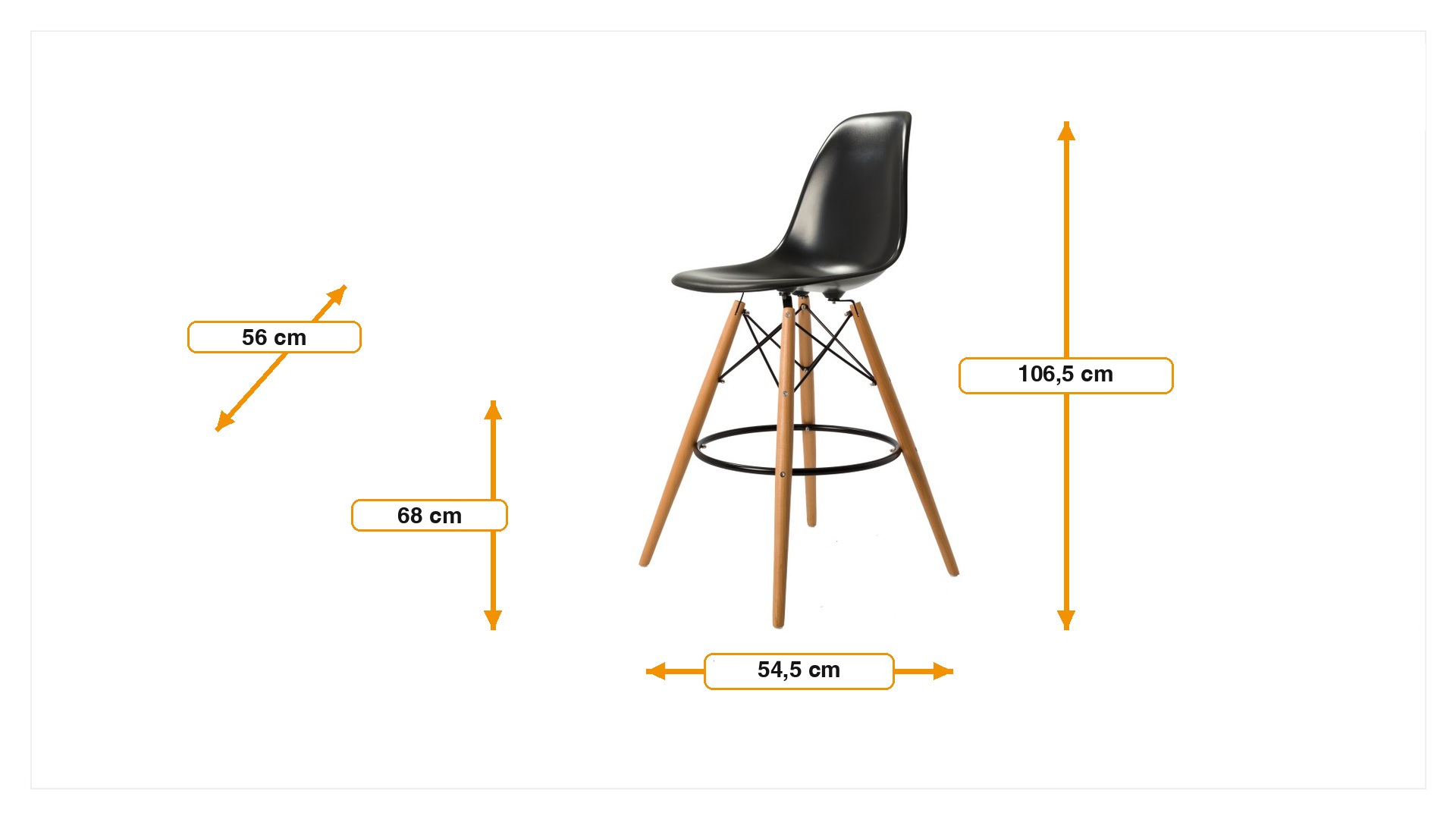 Product dimensions for Eames réplique tabouret de bar DS-wood brillant | FurnFurn