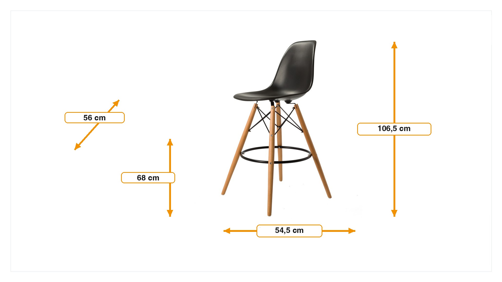 Product dimensions for Taburete de barra DS-wood mate | FurnFurn